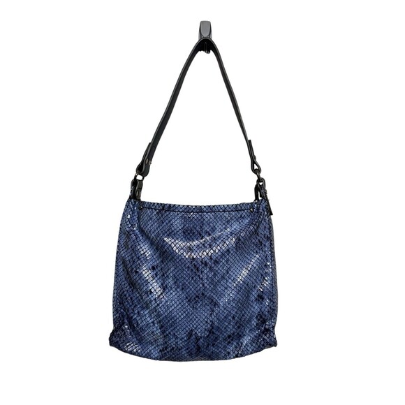 Sondra Roberts Hobo Blue Shoulder Bag Faux Snakeskin - Picture 3 of 6
